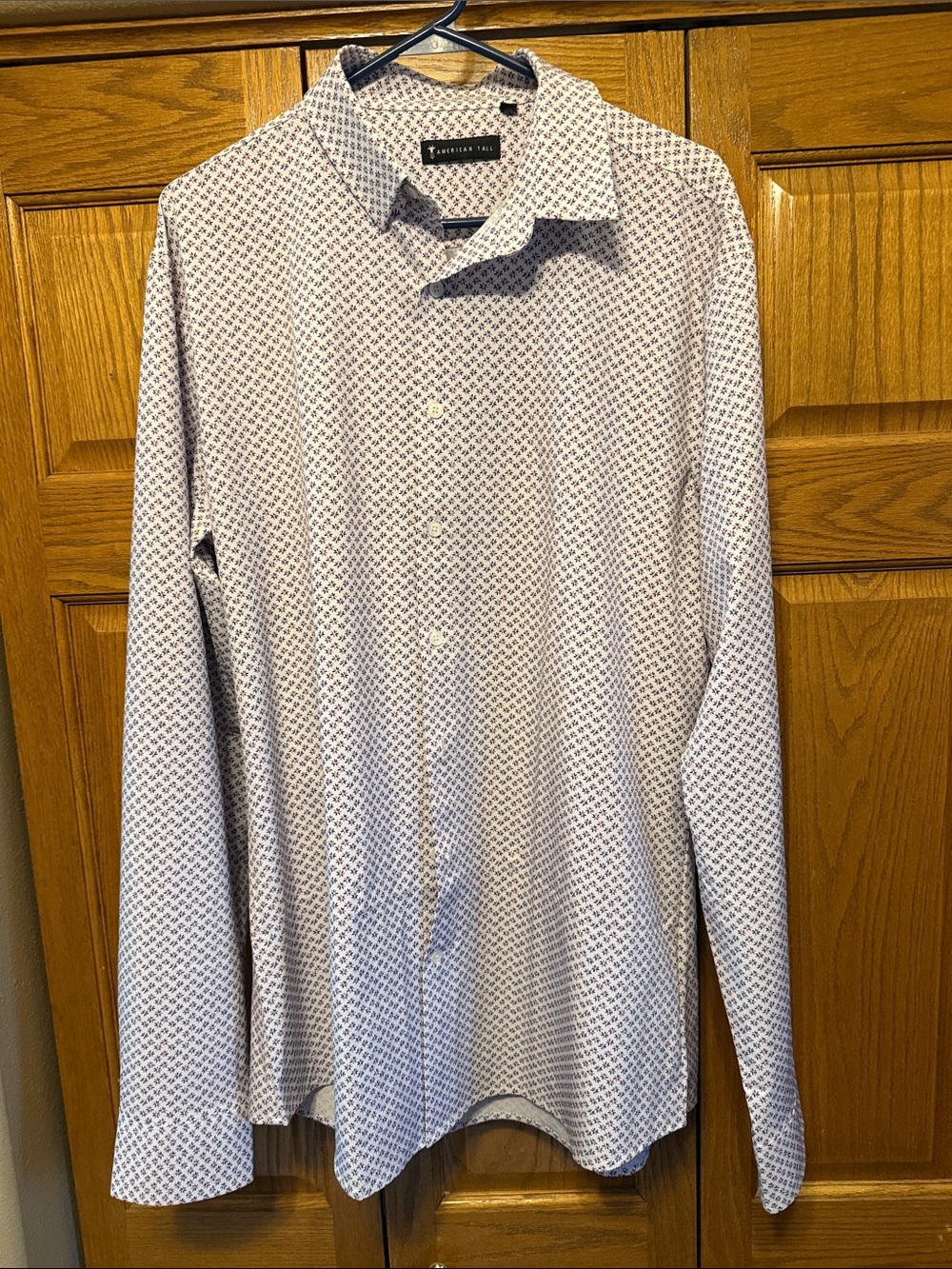 American Tall-Men’s Pink Patterned Long-Sleeve Dress Shirt-Large Tall